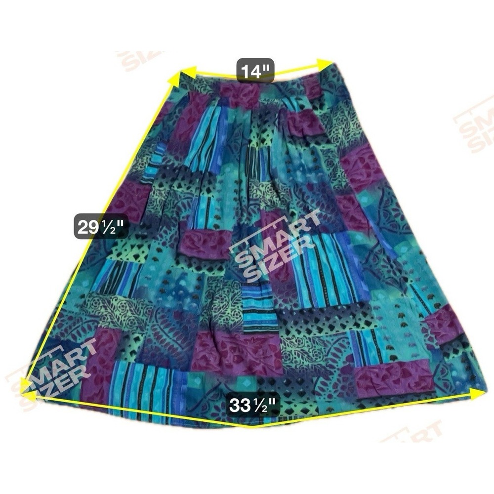 Fritzi Petites Patchwork Maxi Skirt, Woman's Petite Small, Teal Purple Boho, Vtg - Picture 2 of 7